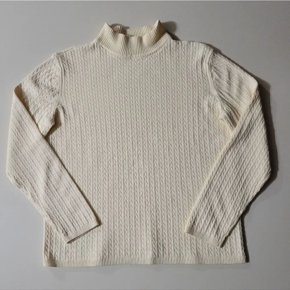 Karen Scott Yellow Mock Neck Sweater with Long Sleeves and Textured Knit